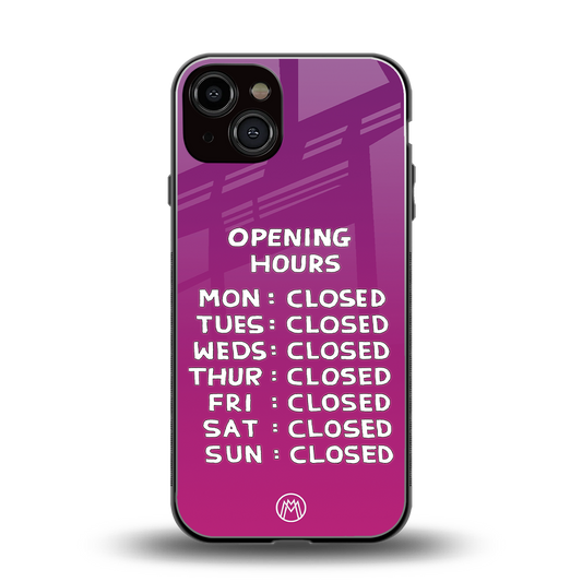 opening hours pink edition back phone cover | glass case for iphone 13