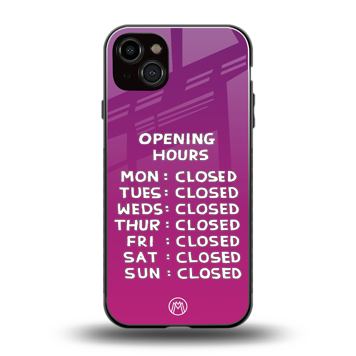 opening hours pink edition back phone cover | glass case for iphone 15 plus