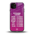 opening hours pink edition back phone cover | glass case for iphone 14 plus