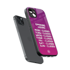 opening hours pink edition back phone cover | glass case for iphone 15 plus
