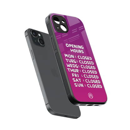 opening hours pink edition back phone cover | glass case for iphone 14 plus