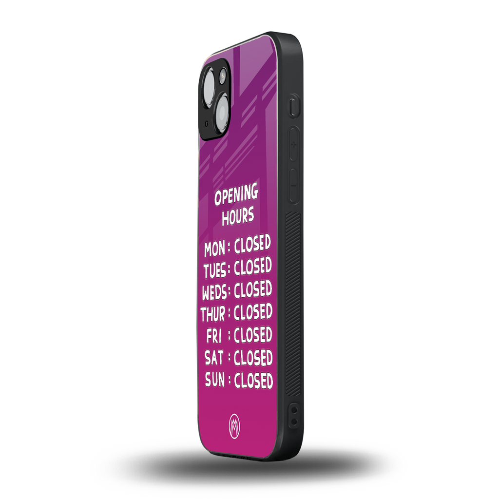 opening hours pink edition back phone cover | glass case for iphone 14 plus