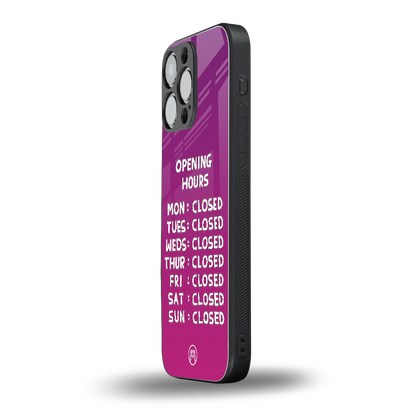 opening hours pink edition back phone cover | glass case for iphone 14 pro max