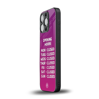 opening hours pink edition back phone cover | glass case for iphone 14 pro