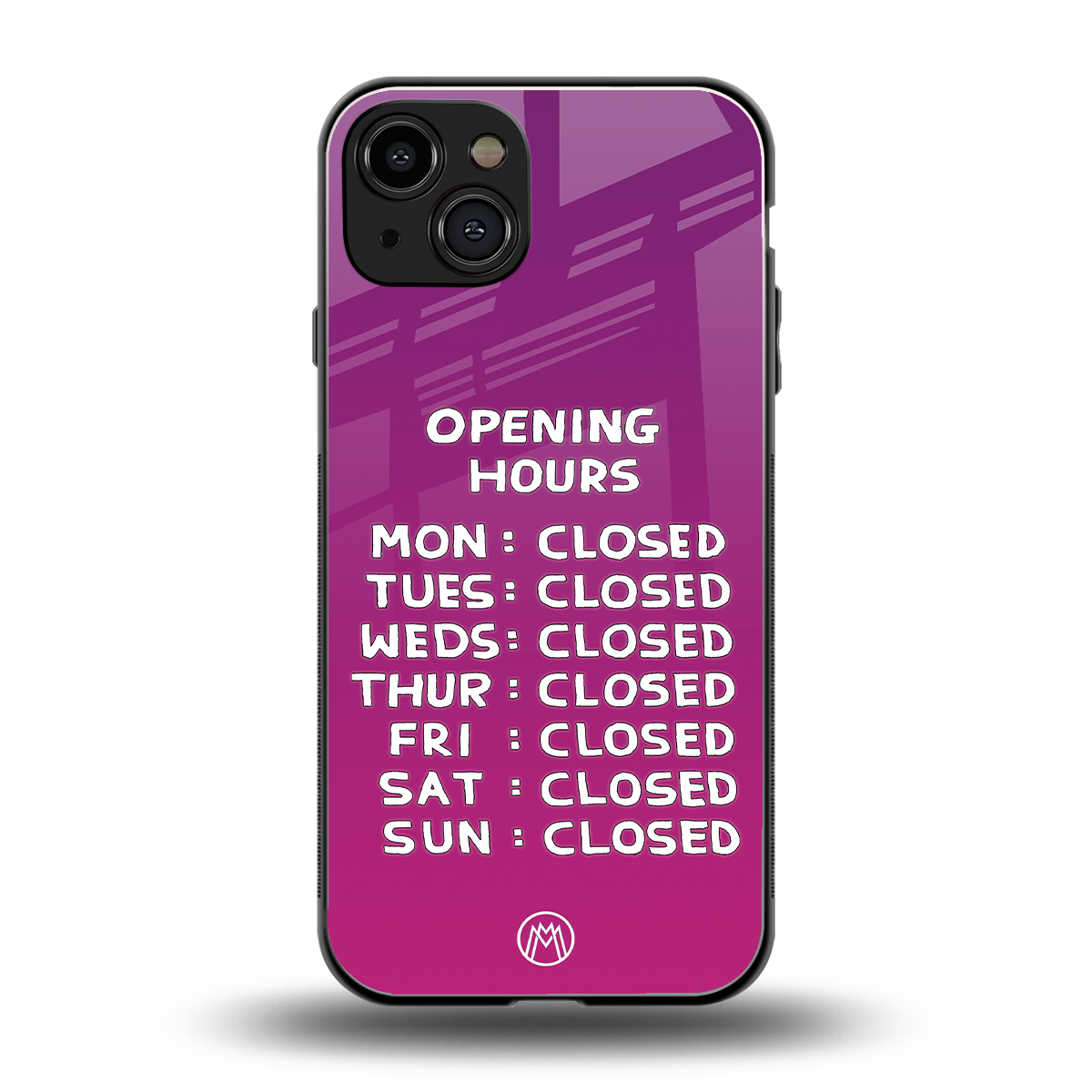 opening hours pink edition back phone cover | glass case for iphone 15