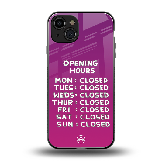 opening hours pink edition back phone cover | glass case for iphone 14
