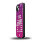 opening hours pink edition back phone cover | glass case for iphone 15