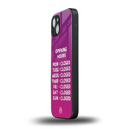 opening hours pink edition back phone cover | glass case for iphone 14