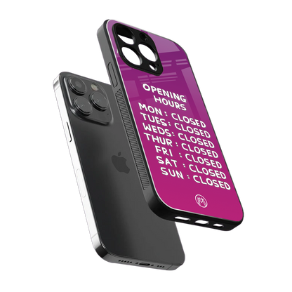 opening hours pink edition back phone cover | glass case for iphone 15 pro