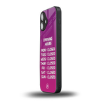 opening hours pink edition back phone cover | glass case for iphone 16 plus