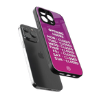 opening hours pink edition back phone cover | glass case for iphone 16 pro max