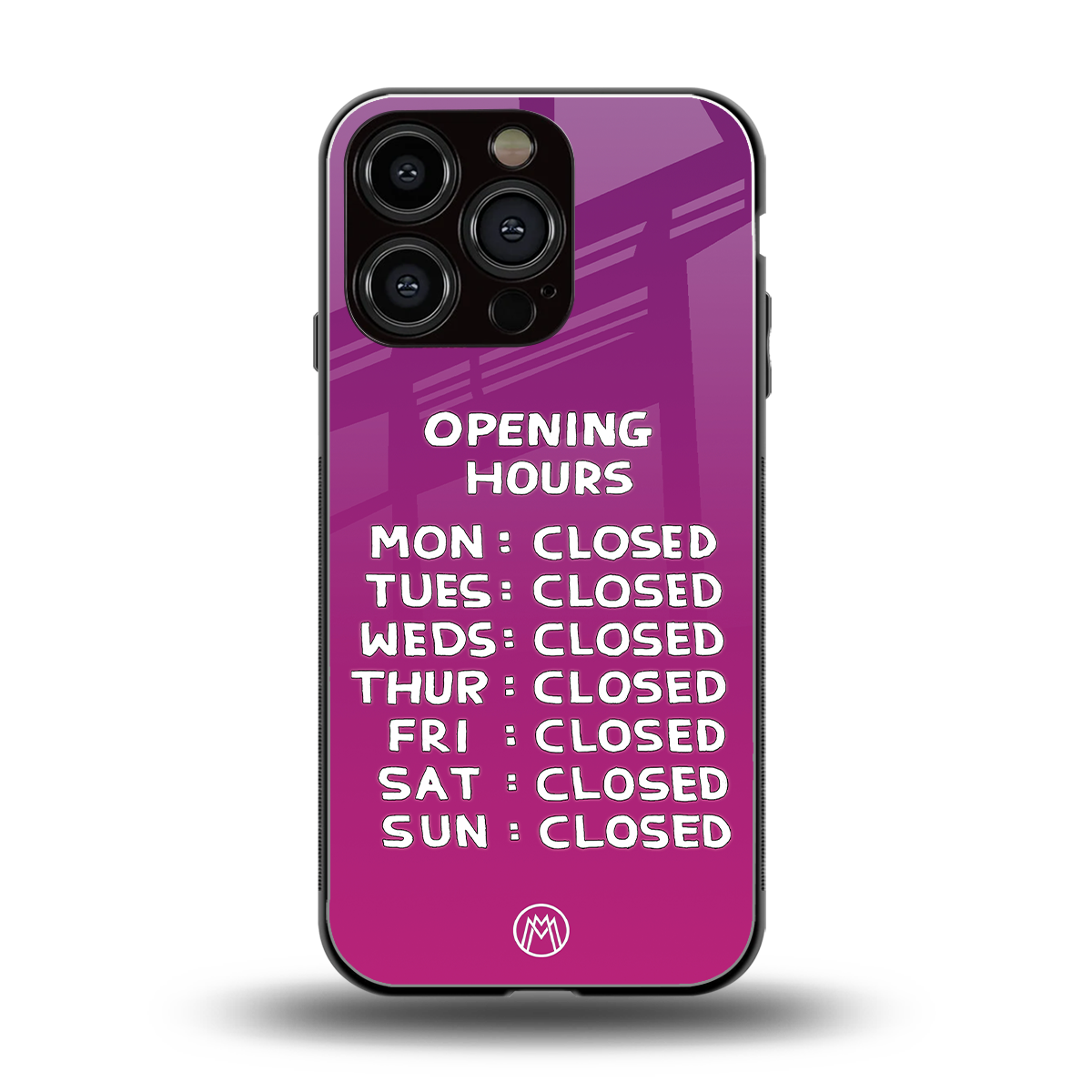 opening hours pink edition back phone cover | glass case for iphone 16 pro