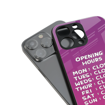 opening hours pink edition back phone cover | glass case for iphone 16 pro