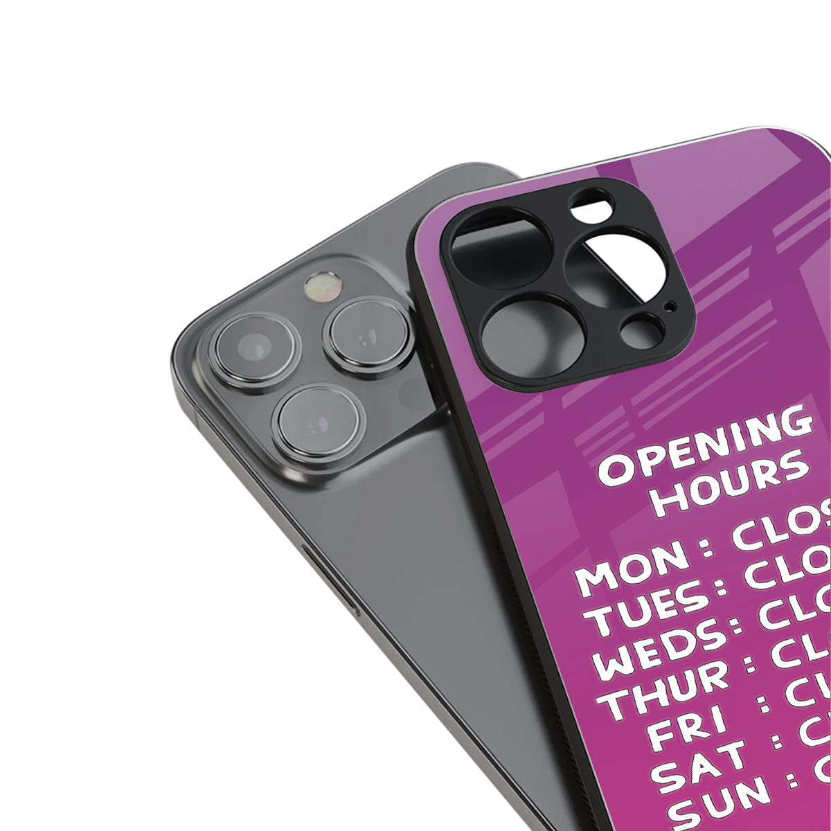 opening hours pink edition back phone cover | glass case for iphone 14 pro max