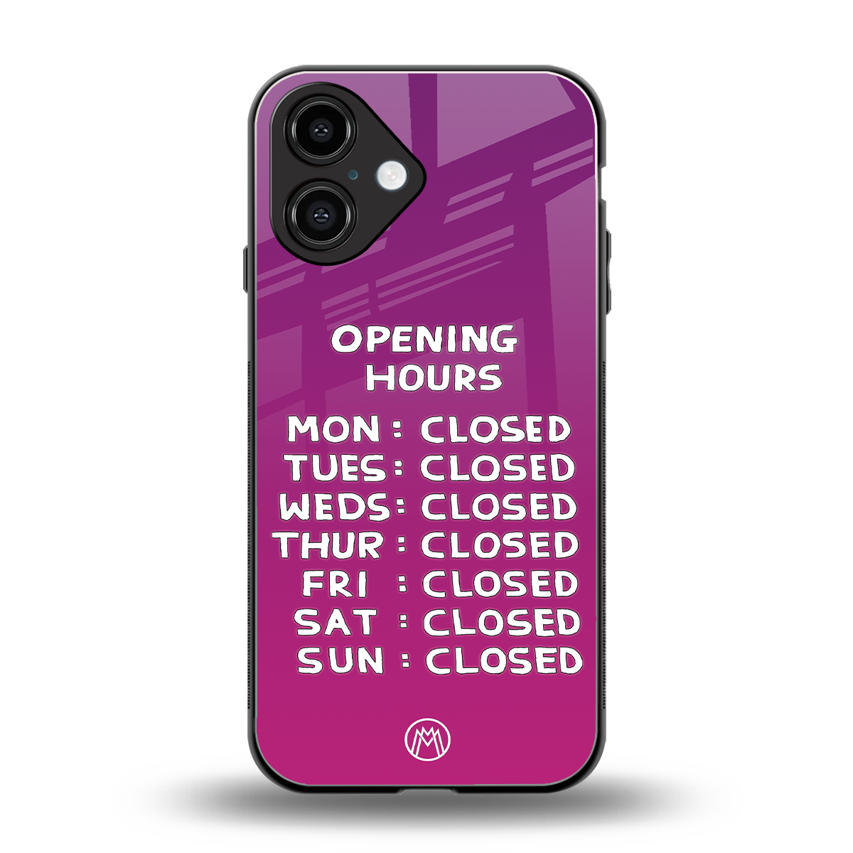 opening hours pink edition back phone cover | glass case for iphone 16