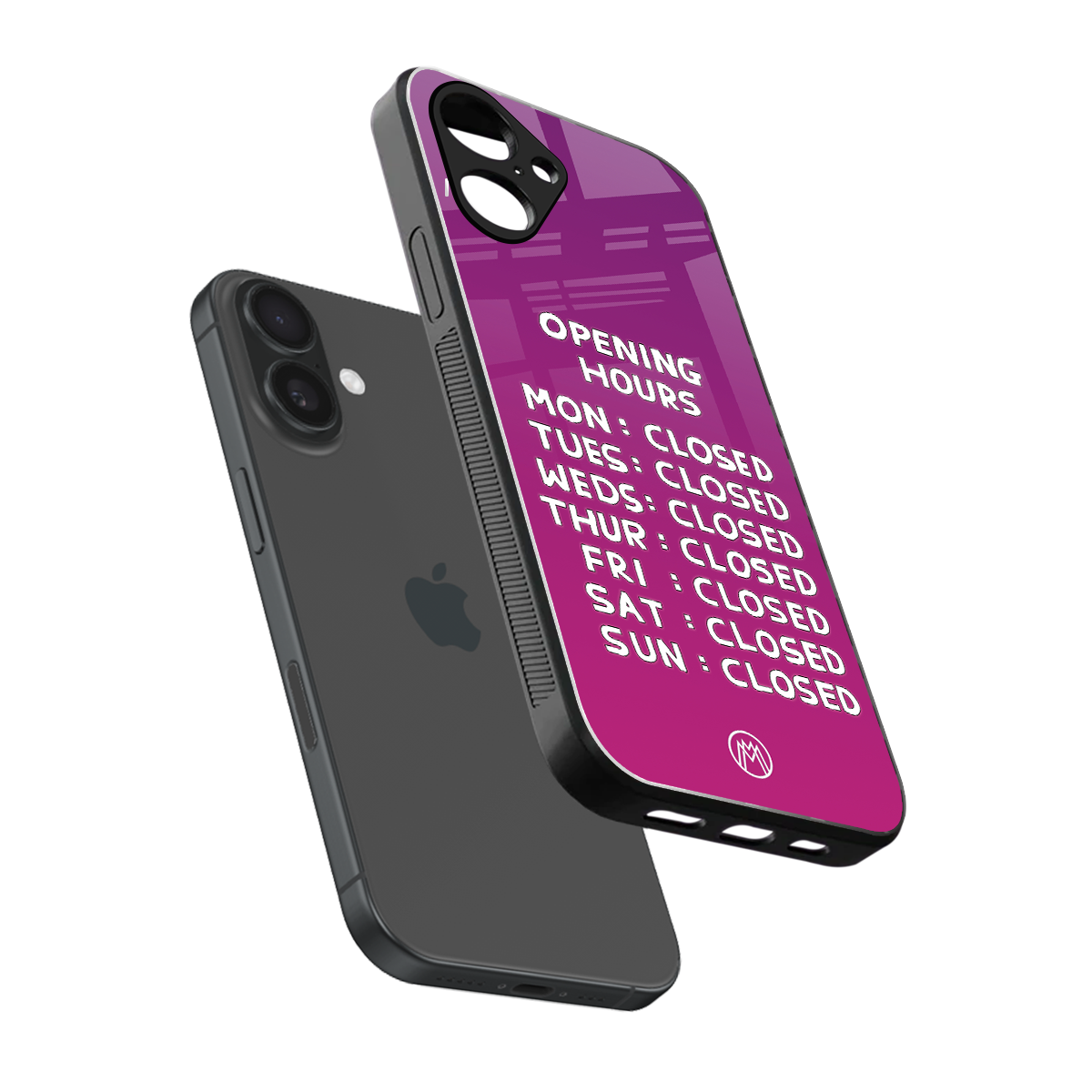 opening hours pink edition back phone cover | glass case for iphone 16