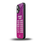 opening hours pink edition back phone cover | glass case for iphone 16