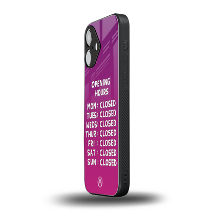 opening hours pink edition back phone cover | glass case for iphone 16