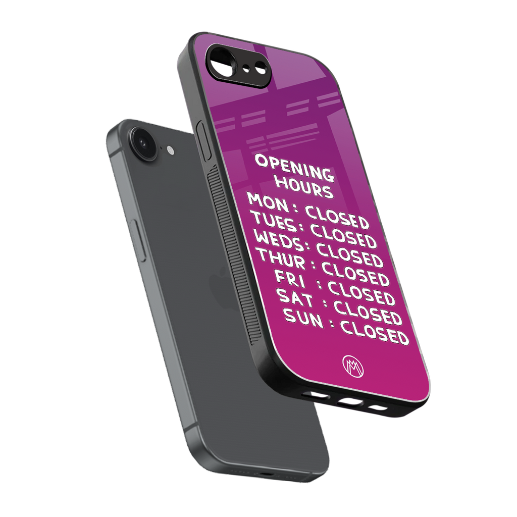opening hours pink edition back phone cover | glass case for iphone 16e