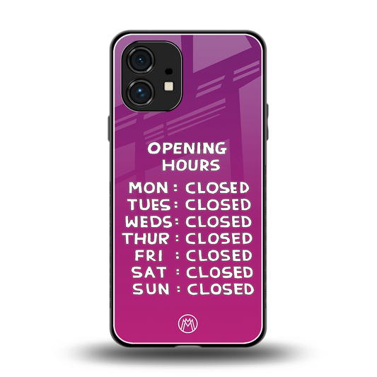 opening hours pink edition back phone cover | glass case for nothing phone 1