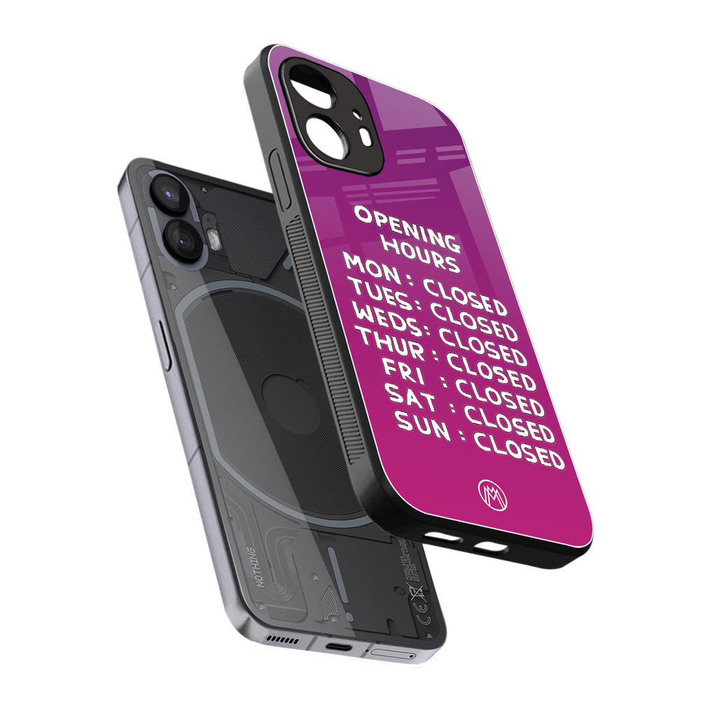 opening hours pink edition back phone cover | glass case for nothing phone 2
