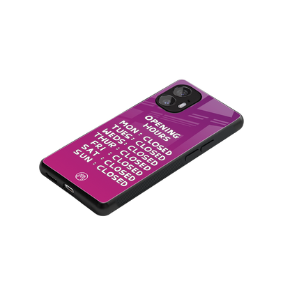 opening hours pink edition back phone cover | glass case for nothing phone 2