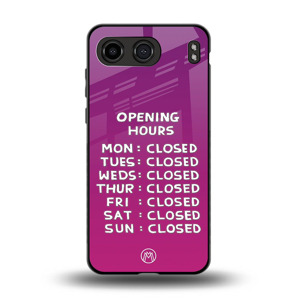opening hours pink edition back phone cover | glass case for oneplus nord 4