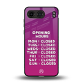 opening hours pink edition back phone cover | glass case for oneplus nord 4