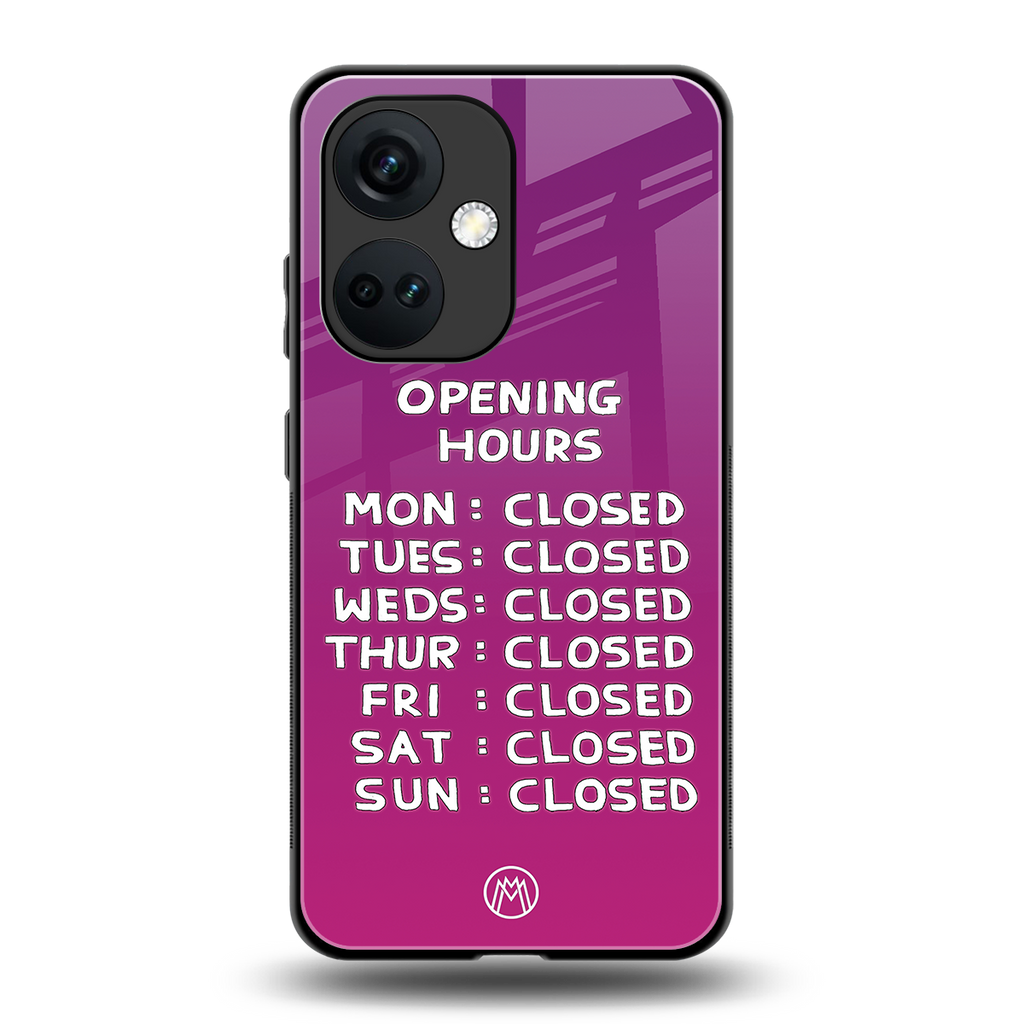 opening hours pink edition back phone cover | glass case for oneplus nord ce 3