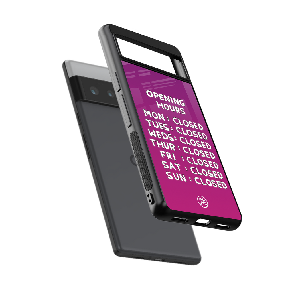 opening hours pink edition back phone cover | glass case for google pixel 6 pro