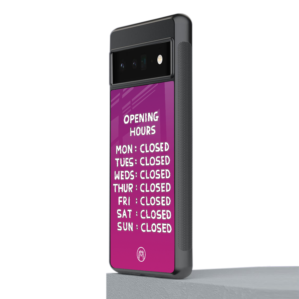 opening hours pink edition back phone cover | glass case for google pixel 6 pro