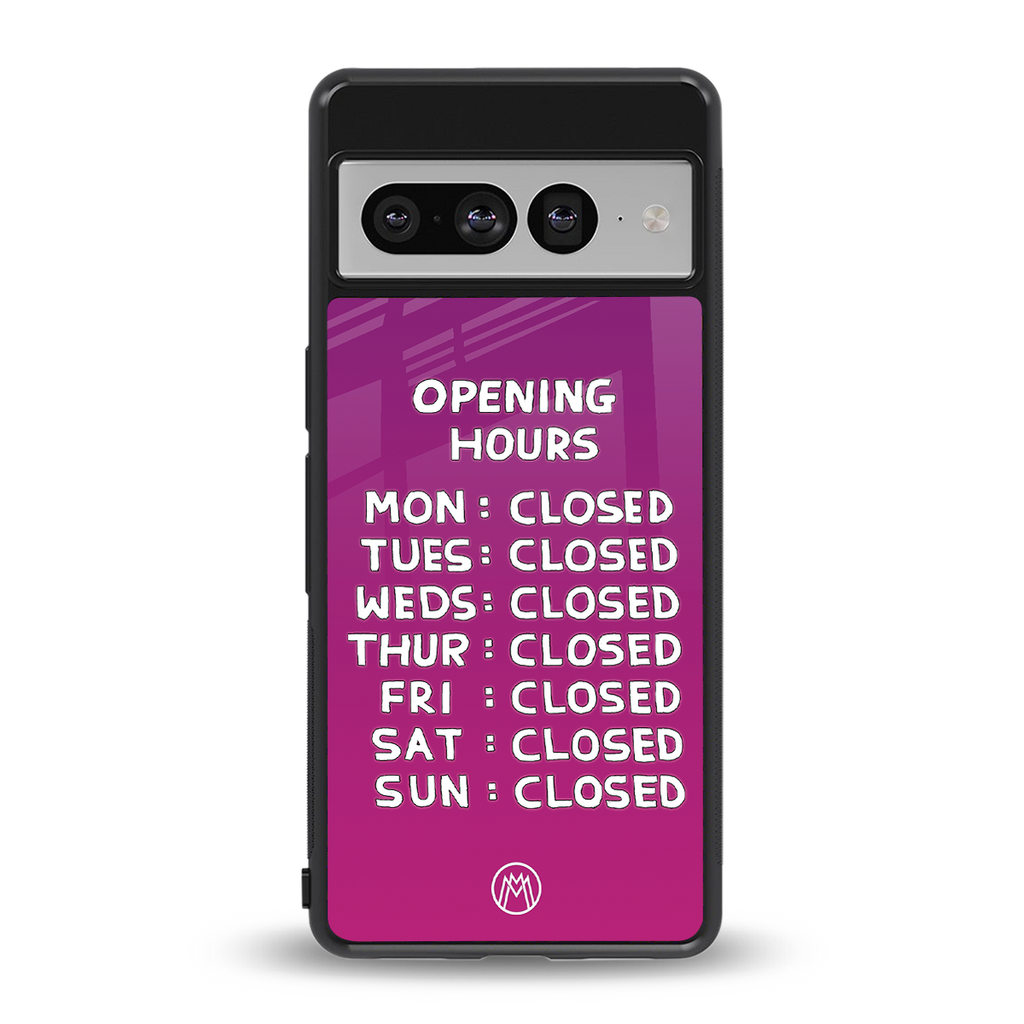 opening hours pink edition back phone cover | glass case for google pixel 7 pro