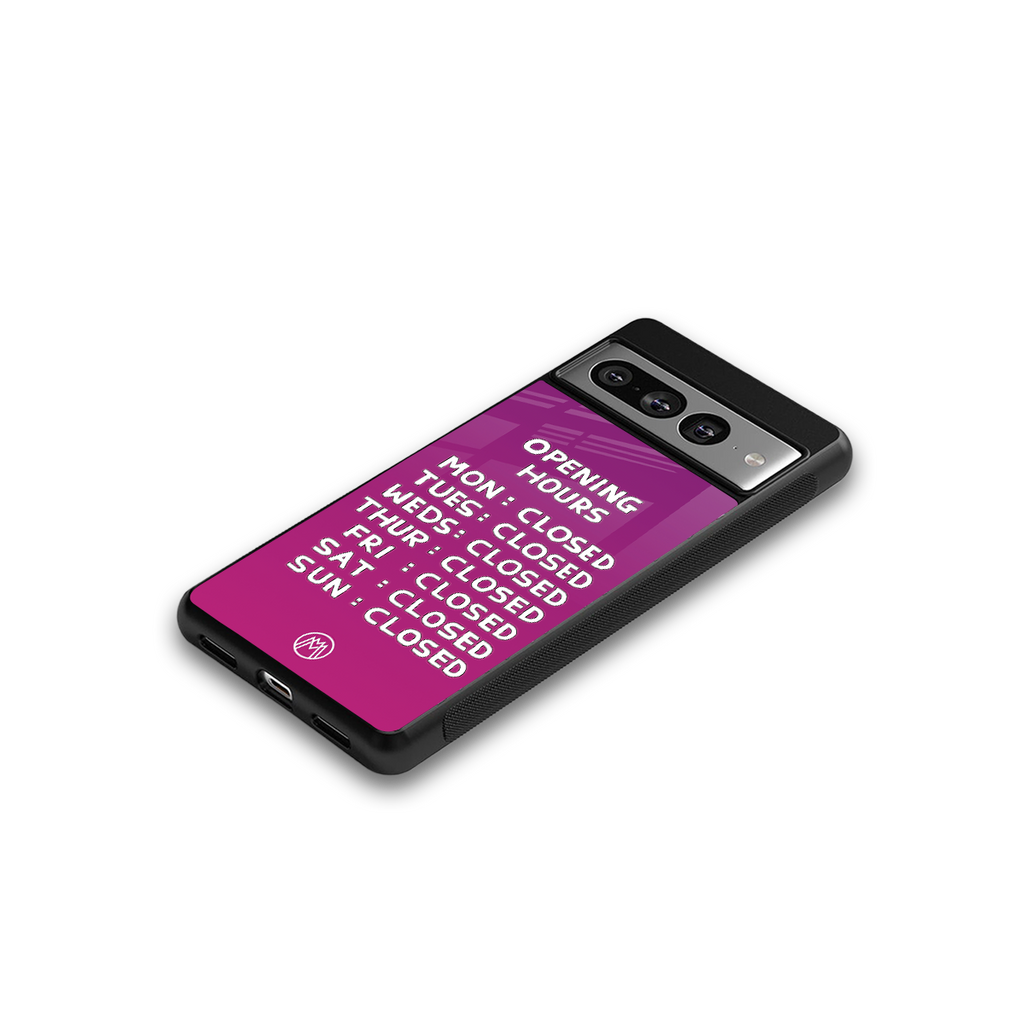 opening hours pink edition back phone cover | glass case for google pixel 7 pro