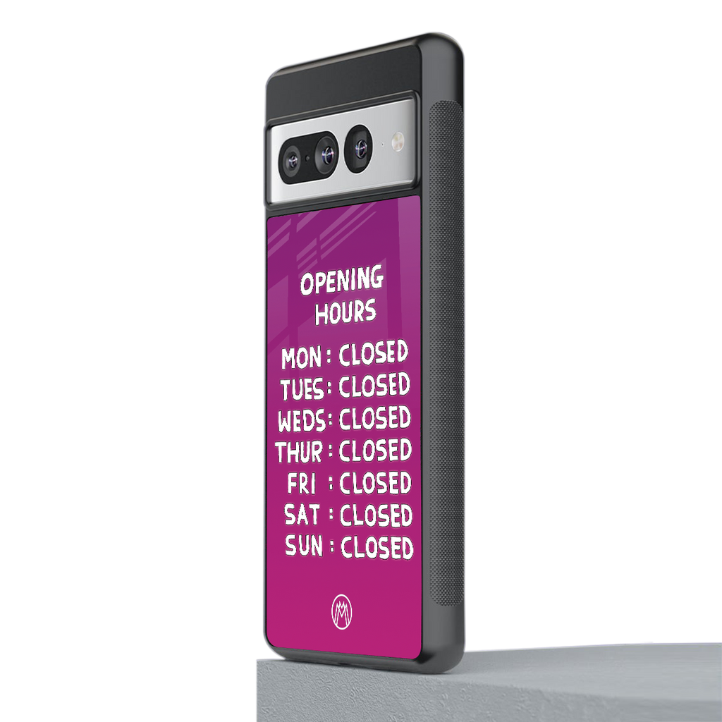 opening hours pink edition back phone cover | glass case for google pixel 7 pro