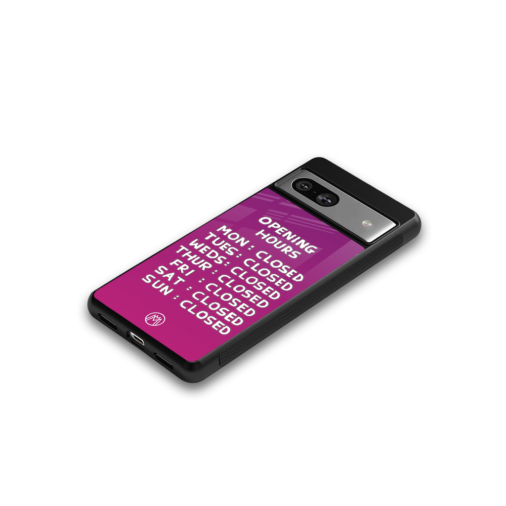 opening hours pink edition back phone cover | glass case for Google Pixel 7