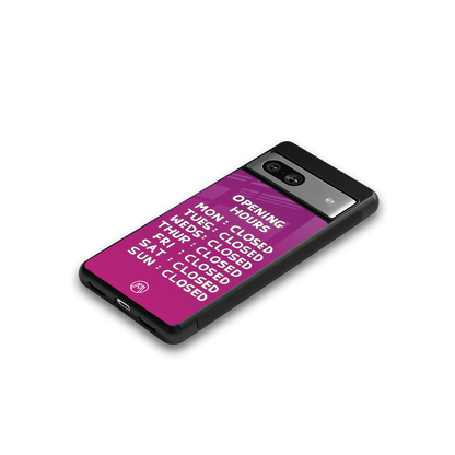 opening hours pink edition back phone cover | glass case for Google Pixel 7