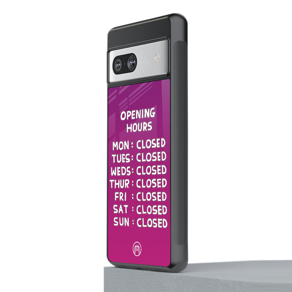 opening hours pink edition back phone cover | glass case for Google Pixel 7