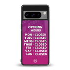opening hours pink edition back phone cover | glass case for google pixel 8 pro