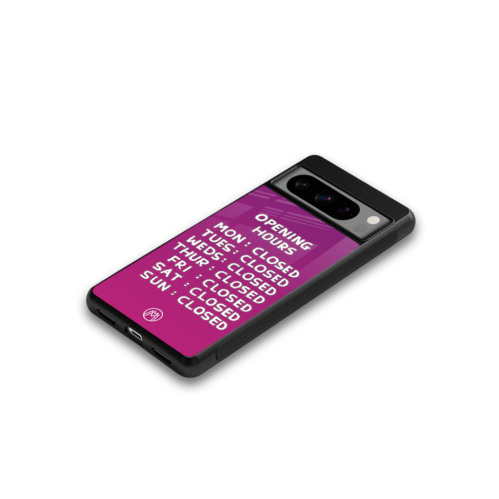 opening hours pink edition back phone cover | glass case for google pixel 8 pro