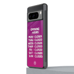 opening hours pink edition back phone cover | glass case for google pixel 8 pro