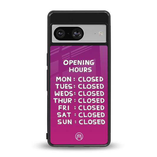 opening hours pink edition back phone cover | glass case for Google Pixel 8