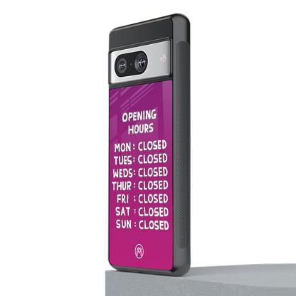opening hours pink edition back phone cover | glass case for Google Pixel 8