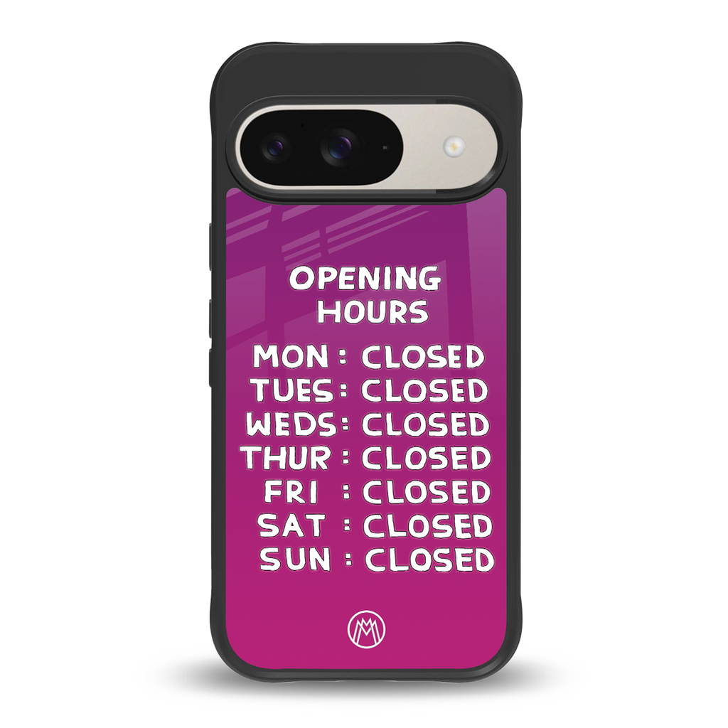 opening hours pink edition back phone cover | glass case for google pixel 9