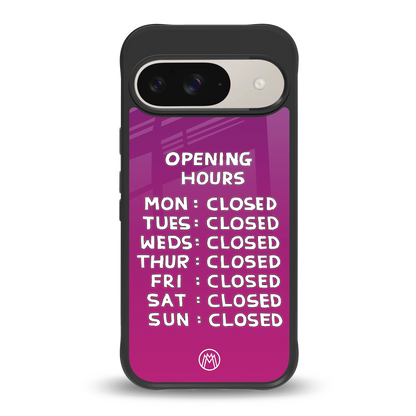 opening hours pink edition back phone cover | glass case for google pixel 9
