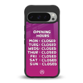 opening hours pink edition back phone cover | glass case for google pixel 9 pro