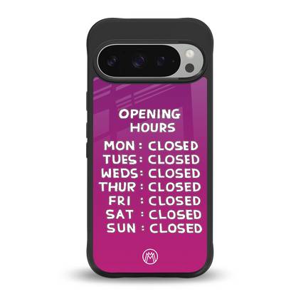 opening hours pink edition back phone cover | glass case for google pixel 9 pro