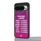 opening hours pink edition back phone cover | glass case for google pixel 9 pro