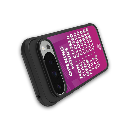 opening hours pink edition back phone cover | glass case for google pixel 9 pro xl