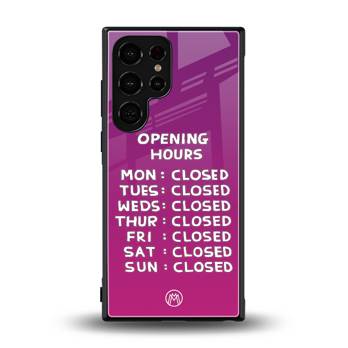 opening hours pink edition back phone cover | glass case for samsung galaxy s23 ultra