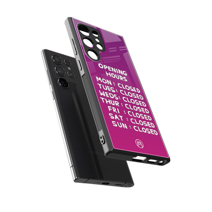 opening hours pink edition back phone cover | glass case for samsung galaxy s23 ultra